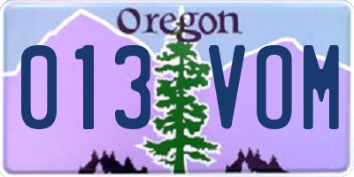 OR license plate 013VOM