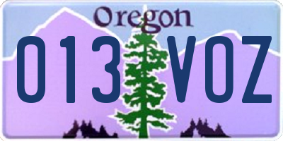 OR license plate 013VOZ
