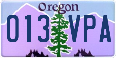 OR license plate 013VPA