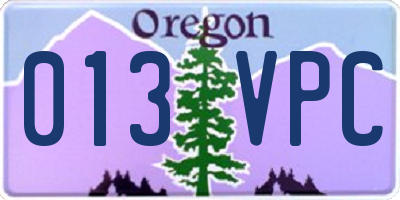 OR license plate 013VPC