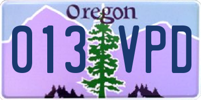 OR license plate 013VPD