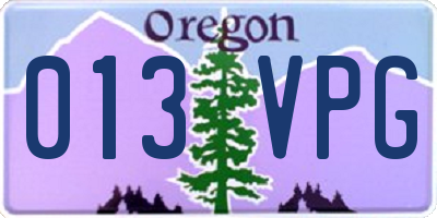 OR license plate 013VPG
