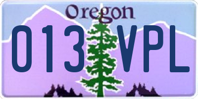 OR license plate 013VPL