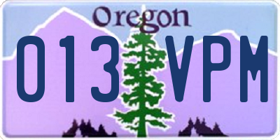 OR license plate 013VPM