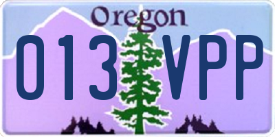 OR license plate 013VPP