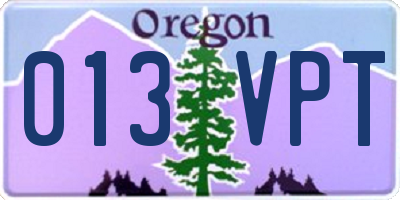OR license plate 013VPT