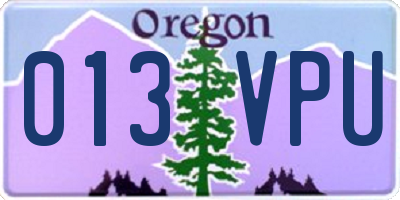 OR license plate 013VPU