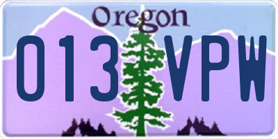 OR license plate 013VPW
