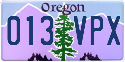 OR license plate 013VPX