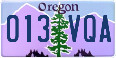 OR license plate 013VQA