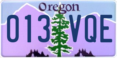 OR license plate 013VQE