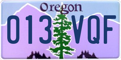 OR license plate 013VQF