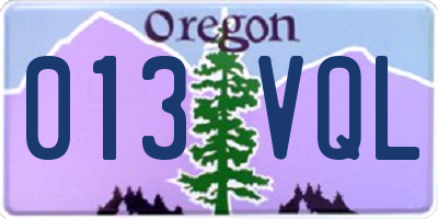 OR license plate 013VQL