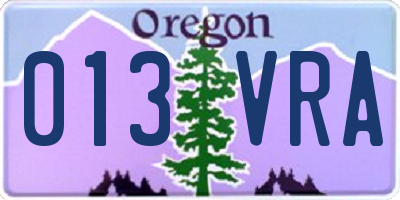 OR license plate 013VRA