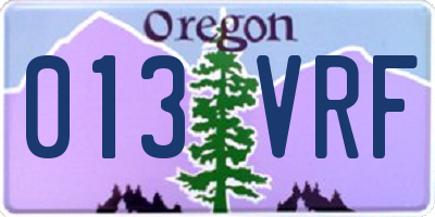 OR license plate 013VRF