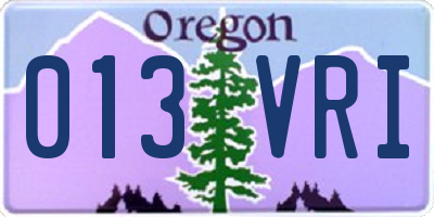 OR license plate 013VRI