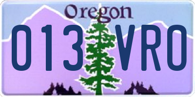 OR license plate 013VRO