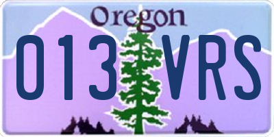 OR license plate 013VRS