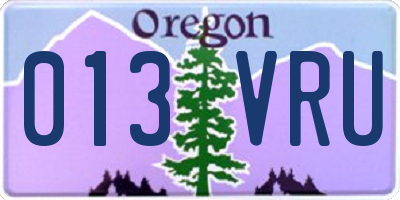 OR license plate 013VRU