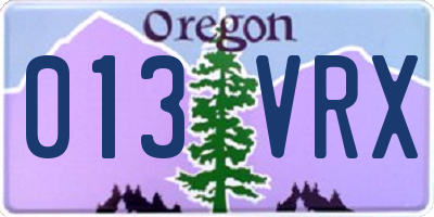 OR license plate 013VRX