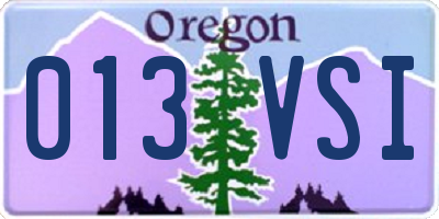 OR license plate 013VSI