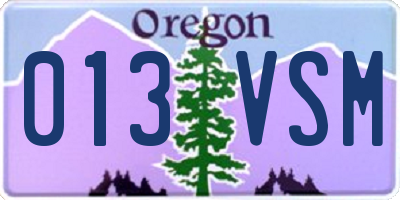 OR license plate 013VSM