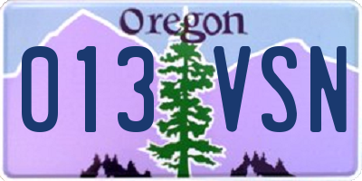 OR license plate 013VSN