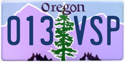 OR license plate 013VSP