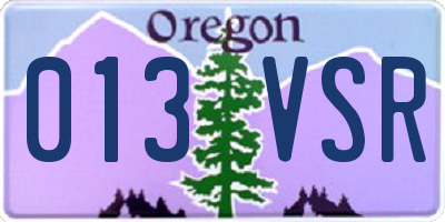 OR license plate 013VSR