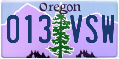 OR license plate 013VSW