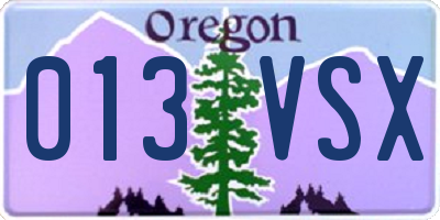 OR license plate 013VSX
