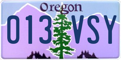 OR license plate 013VSY