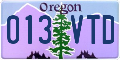 OR license plate 013VTD