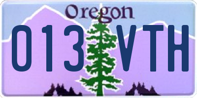 OR license plate 013VTH