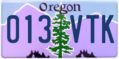 OR license plate 013VTK