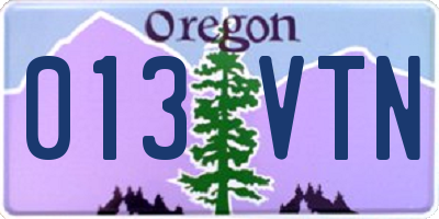 OR license plate 013VTN