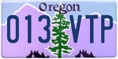 OR license plate 013VTP