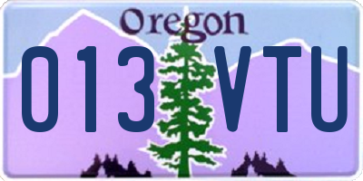 OR license plate 013VTU