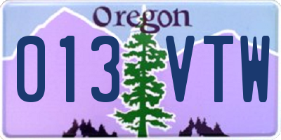 OR license plate 013VTW