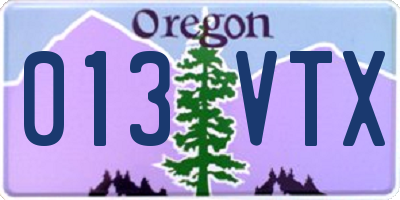 OR license plate 013VTX
