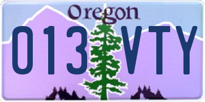 OR license plate 013VTY