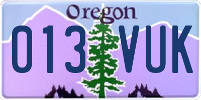 OR license plate 013VUK