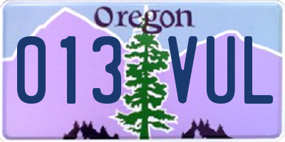 OR license plate 013VUL
