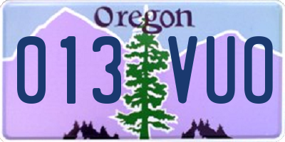 OR license plate 013VUO
