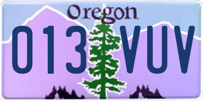 OR license plate 013VUV