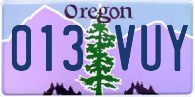 OR license plate 013VUY