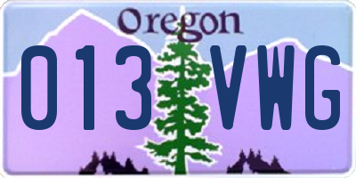 OR license plate 013VWG