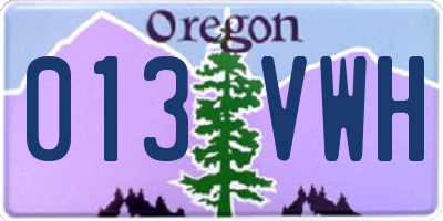 OR license plate 013VWH