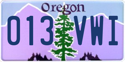 OR license plate 013VWI