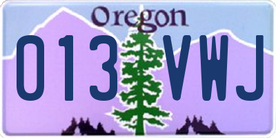 OR license plate 013VWJ